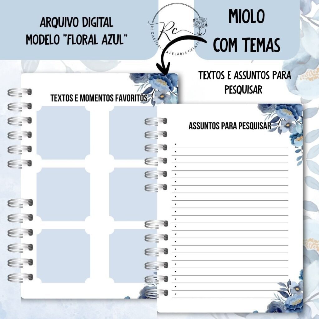 Caderno Assembeia de Circuito 2025/2026 – FLORAL AZUL C/TEMA (Re Castori) - Imagem 8