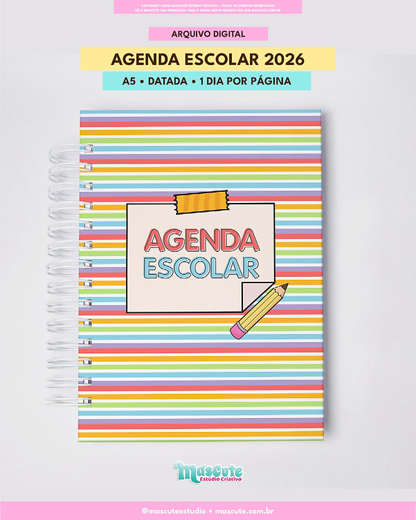 Arquivo Agenda Escolar Datada A5 1DPP - Mascute