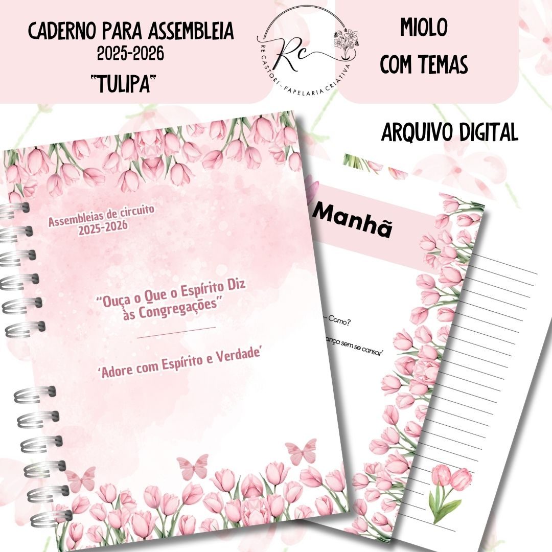 Caderno Assembeia de Circuito 2025/2026 – FLORAL ROSA C/TEMA (Re Castori)