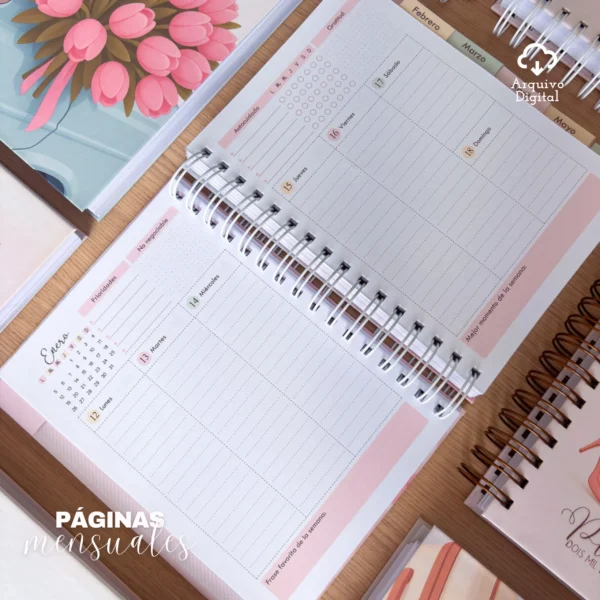Planner semanal A5 2026 – 2 EN 1 - Español (8 colores) - Sara - Imagem 2