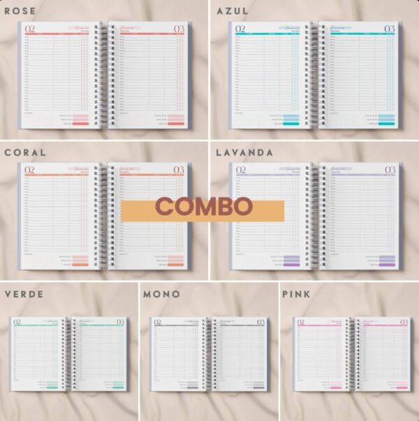 Combo Agendamentos 2026 + Perm. Datado + Perm. Não Datado Col. Vagalume (Amarantto)