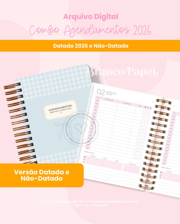 Combo Agendamentos 2026 (Branco Papel)