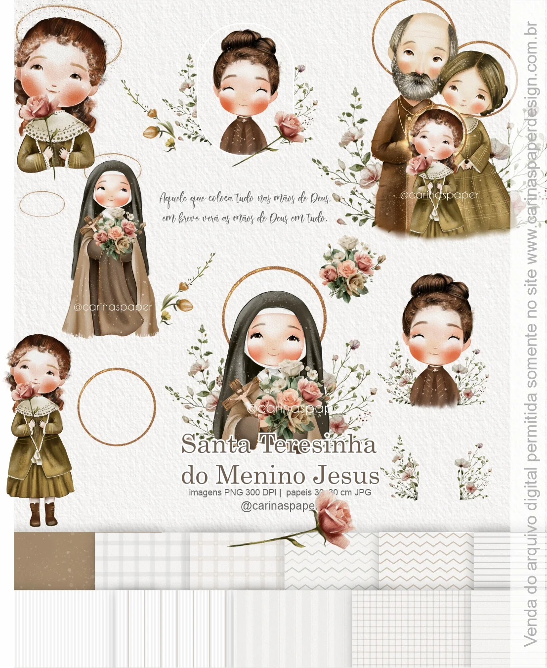 kit Digital Ilustrações Santa Teresinha 3 - Carinas