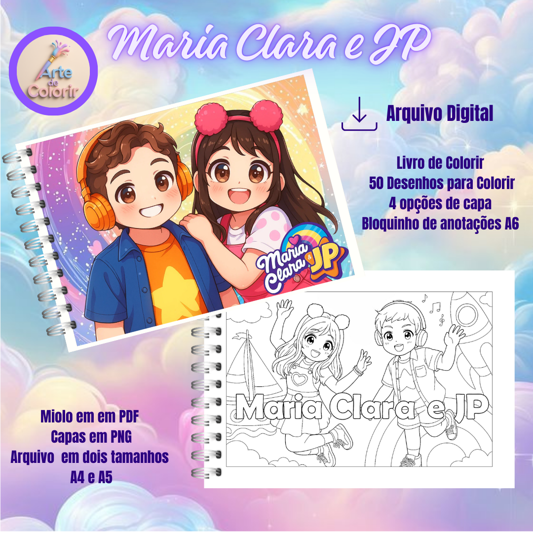 Arquivo Livro de Colorir Maria Clara e JP - Arte de Colorir