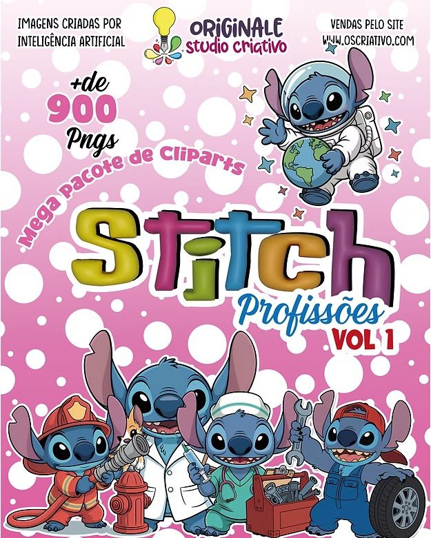 Mega pacote de Cliparts Stitch Profissões Vol. 1