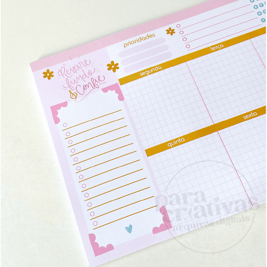 Arquivo Planner Semanal Respire fundo - PARA CRIATIVAS