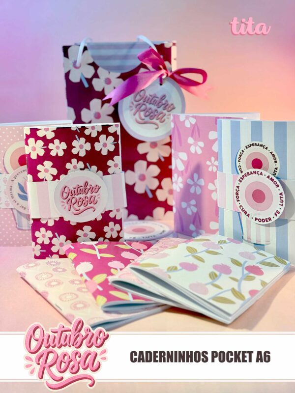 Outubro Rosa 2025 – Caderninho Pocket A6 (Tita)