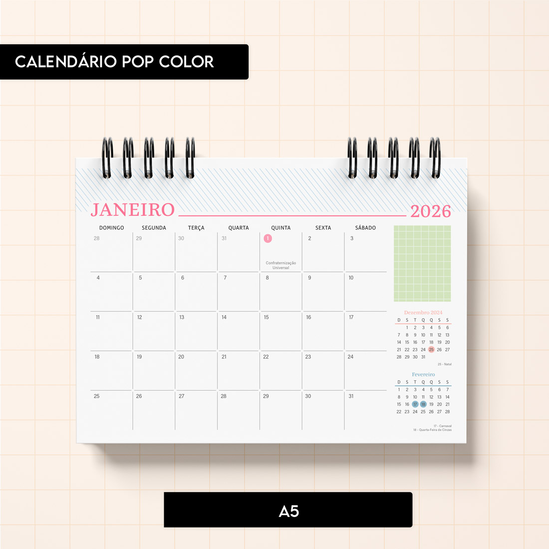 Calendário Pop Color 2026 - Trilha de Papel