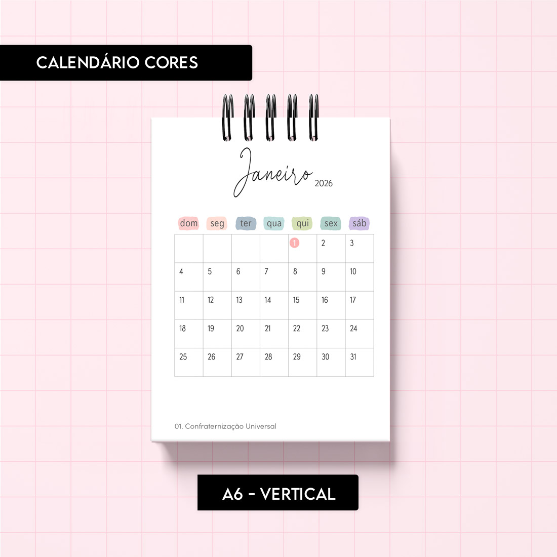 Arquivo digital – Calendário Cores 2026 - Trilha de Papel - Imagem 2
