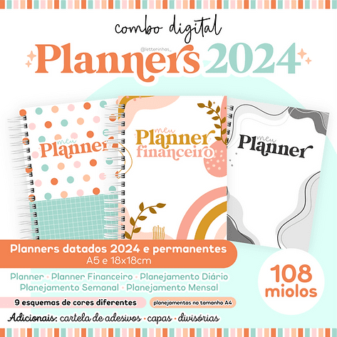 Combo Digital Planners 2024 - Letterrinhas