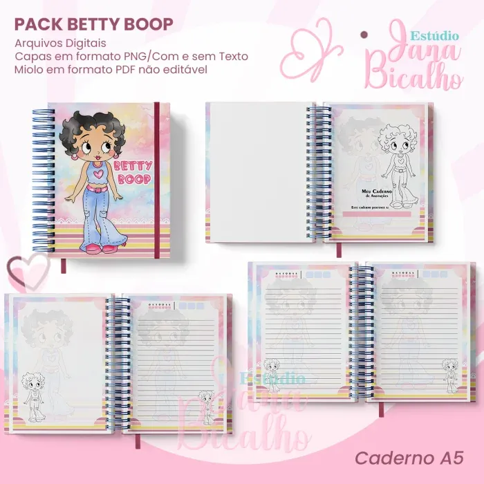 PACK Caderno Pautado A5+Bloquinho A6 – Betty Boop - Imagem 3