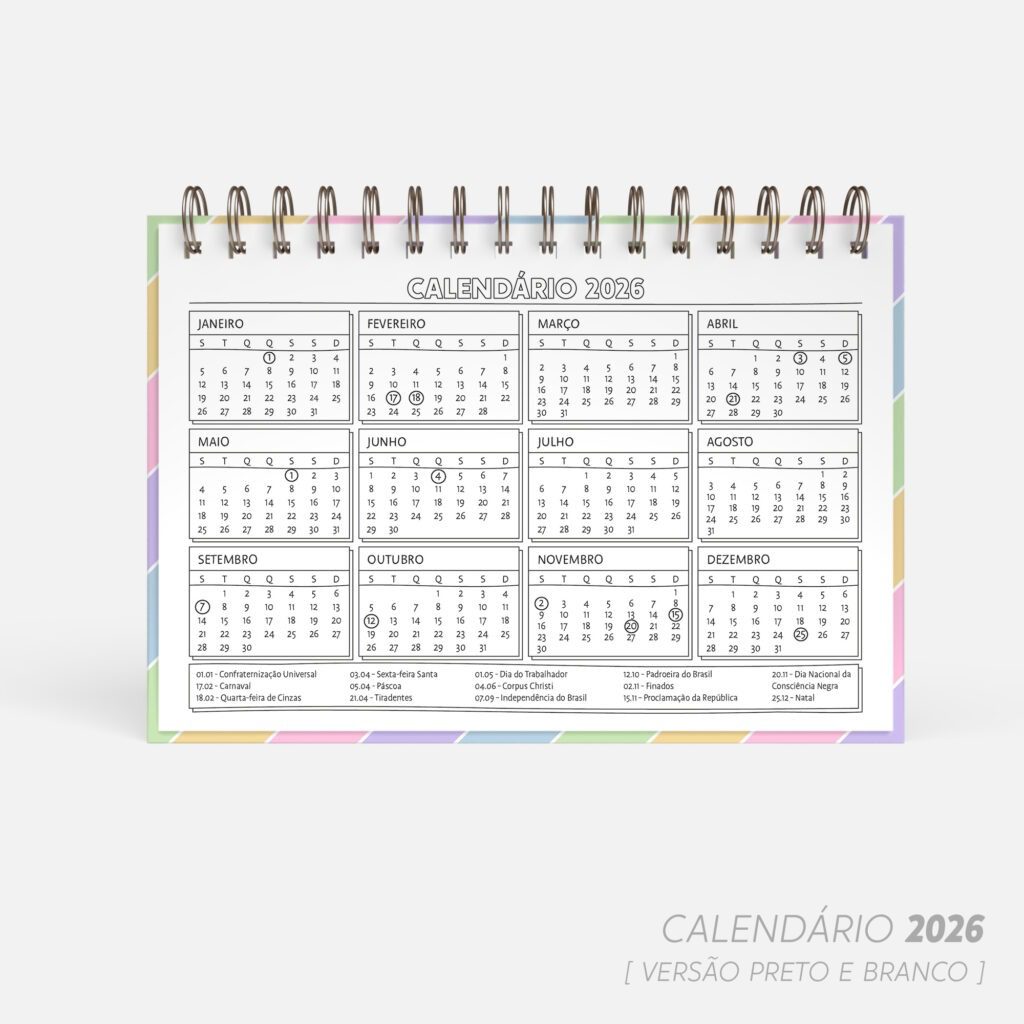 SUPER COMBO de Calendário de mesa para Colorir 2026 | Color.Me - Imagem 6