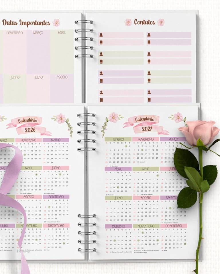 COMBO 8 Agendas 2026 e Permanente com/sem Versículo Floral (Bicho Papel) - Imagem 13