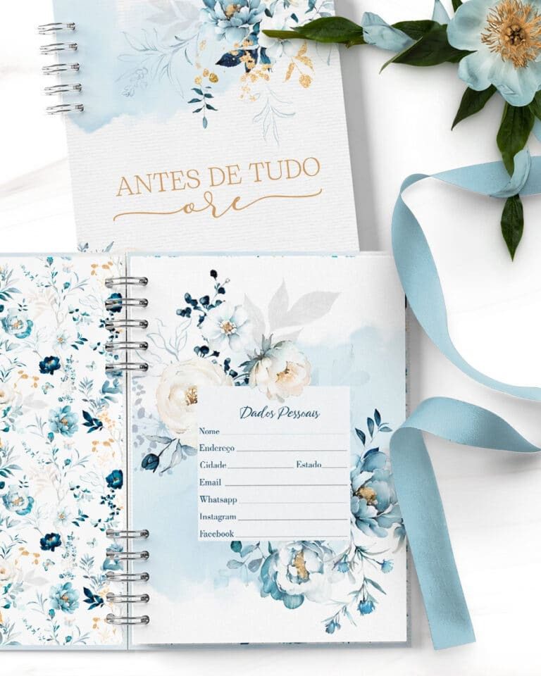 COMBO 8 Agendas 2026 e Permanente com/sem Versículo Floral Azul (Bicho Papel) - Imagem 4