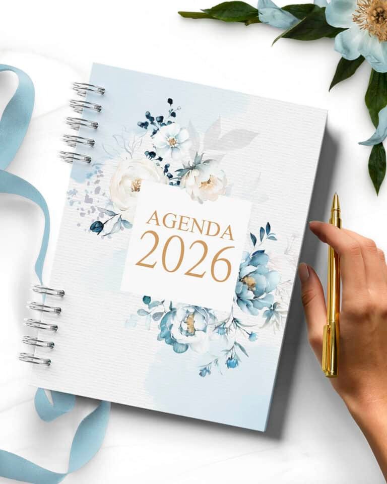 COMBO 8 Agendas 2026 e Permanente com/sem Versículo Floral Azul (Bicho Papel) - Imagem 3