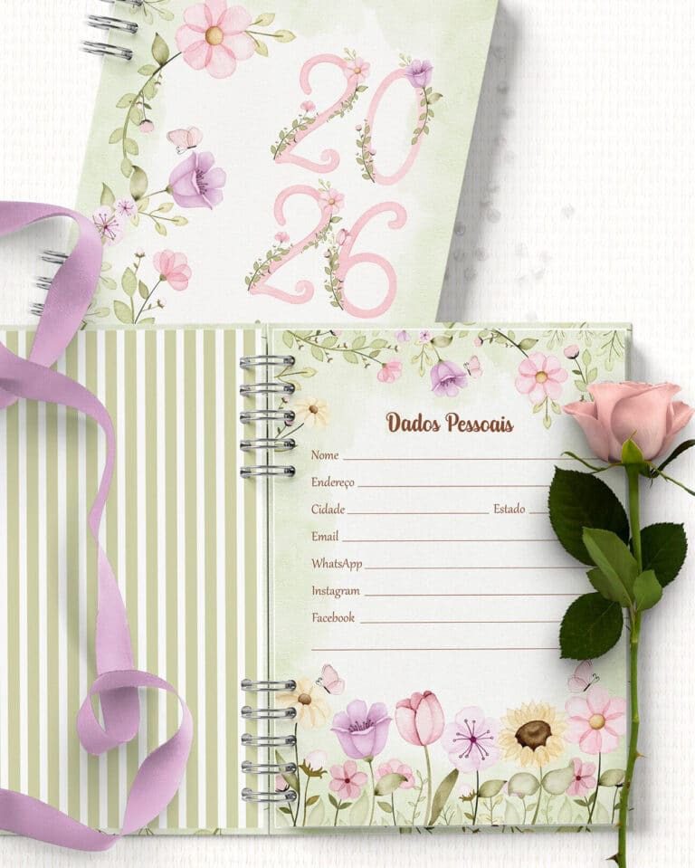 COMBO 8 Agendas 2026 e Permanente com/sem Versículo Floral (Bicho Papel) - Imagem 8