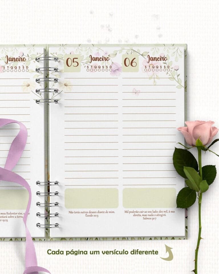 COMBO 8 Agendas 2026 e Permanente com/sem Versículo Floral (Bicho Papel) - Imagem 10
