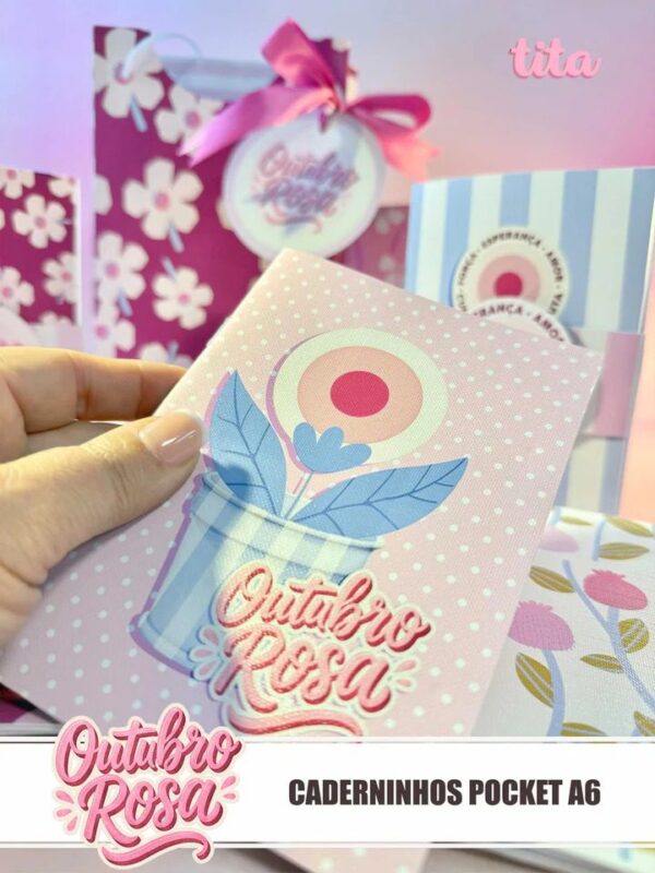 Outubro Rosa 2025 – Caderninho Pocket A6 (Tita) - Imagem 6