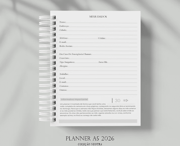 Planner A5 Neutro 2026 (Estúdio G19) - Imagem 4