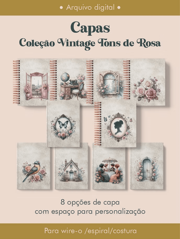 Capas Coleção Vintage Tons de Rosa (Perfeito Miolo)