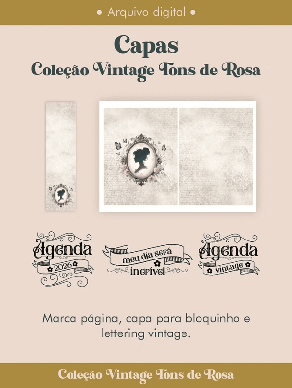 Capas Coleção Vintage Tons de Rosa (Perfeito Miolo) - Imagem 7