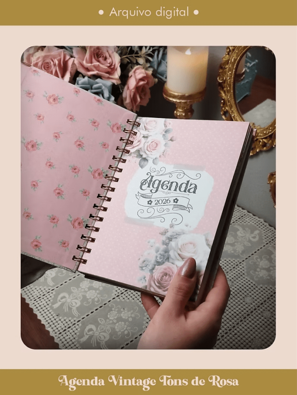 Miolo Agenda Vintage Tons de Rosa 2026 wireo (Perfeito Miolo) - Imagem 3
