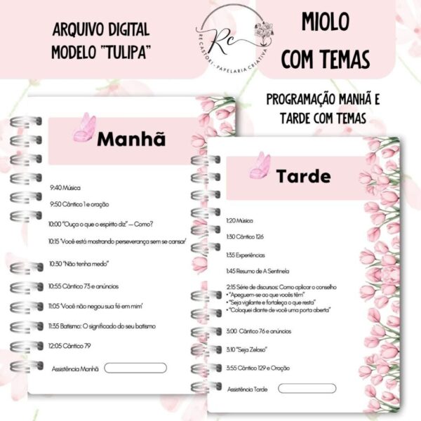 Caderno Assembeia de Circuito 2025/2026 – FLORAL ROSA C/TEMA (Re Castori) - Imagem 4