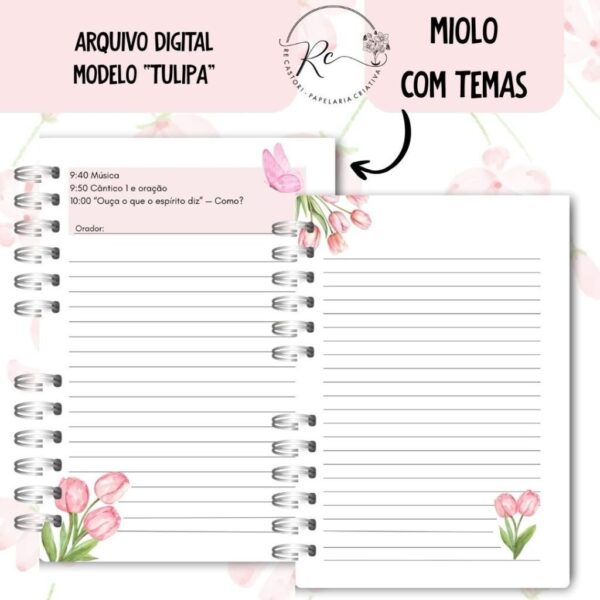 Caderno Assembeia de Circuito 2025/2026 – FLORAL ROSA C/TEMA (Re Castori) - Imagem 6