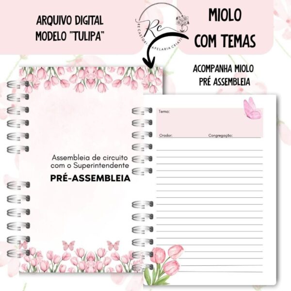 Caderno Assembeia de Circuito 2025/2026 – FLORAL ROSA C/TEMA (Re Castori) - Imagem 5