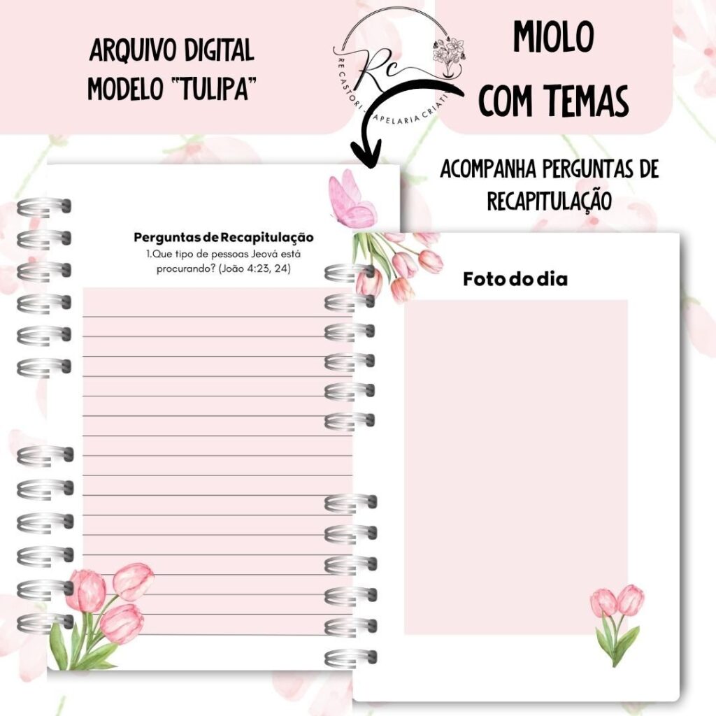 Caderno Assembleia de Circuito 2025/2026 – FLORAL ROSA C/TEMA (Re Castori) - Imagem 4