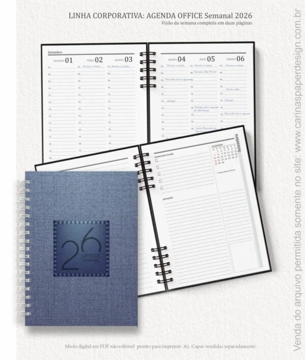 Miolo Agenda Office Semanal 2026 (Carinas Paper) - Imagem 3