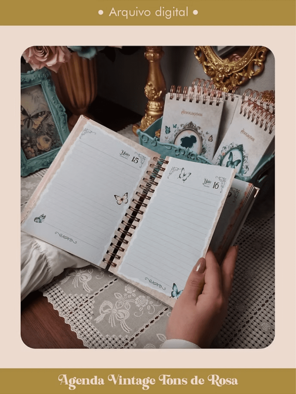 Miolo Agenda Vintage Tons de Rosa 2026 wireo (Perfeito Miolo) - Imagem 2