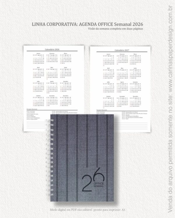 Miolo Agenda Office Semanal 2026 (Carinas Paper) - Imagem 6