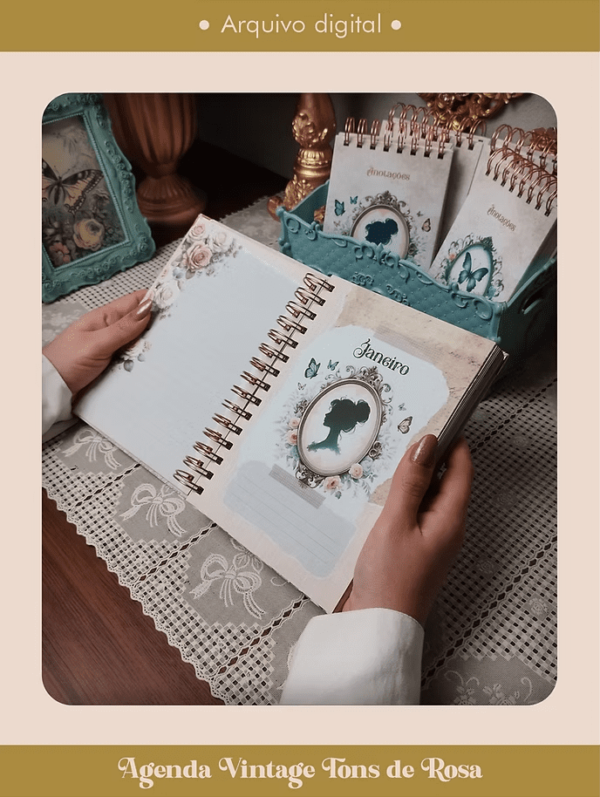 Miolo Agenda Vintage Tons de Rosa 2026 wireo (Perfeito Miolo) - Imagem 5