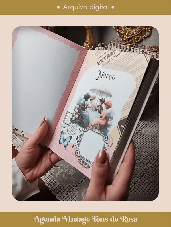 Miolo Agenda Vintage Tons de Rosa 2026 costura (Perfeito Miolo) - Imagem 4