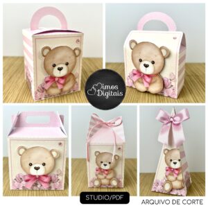 CHÁ DE BEBE URSINHA ROSA E MARFIM - Kit festa pronta