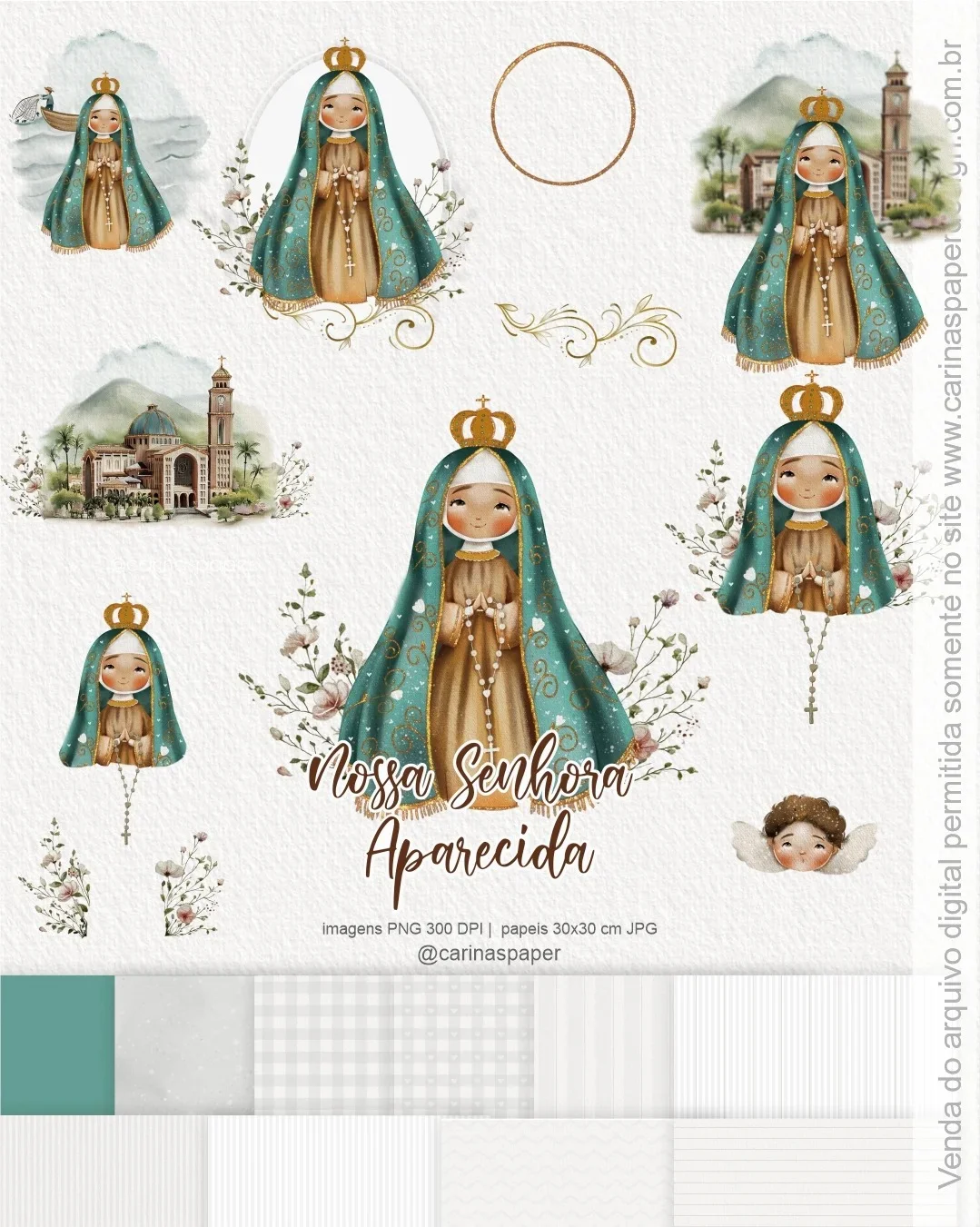 Ilustrações Nossa Senhora Aparecida 6 – Kit Digital (Carinas Paper)