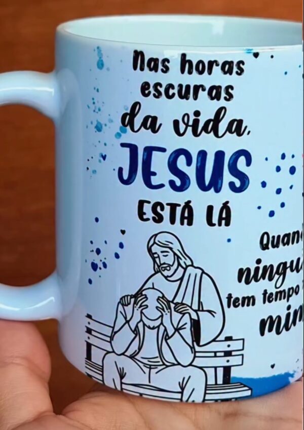 Arte para Caneca - Jesus tá lá 03 versões (caneca criativa) - Imagem 3