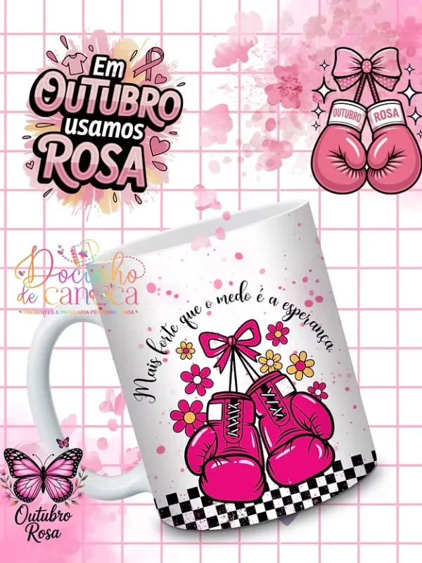 Outubro Rosa - Combo arte canecas - Docinho de caneca - Imagem 3