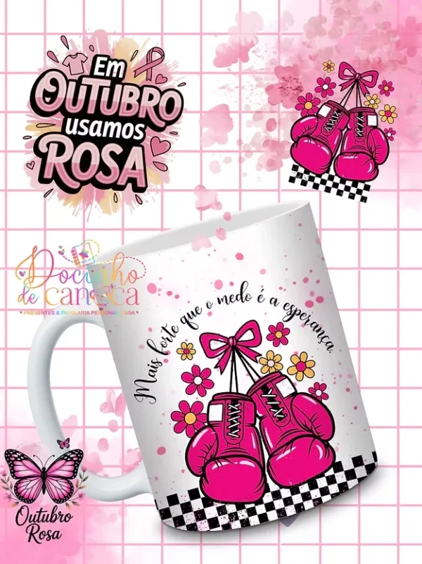 Outubro Rosa - Combo arte canecas - Docinho de caneca - Imagem 2