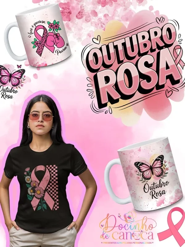 Outubro Rosa - Combo arte canecas - Docinho de caneca - Imagem 6