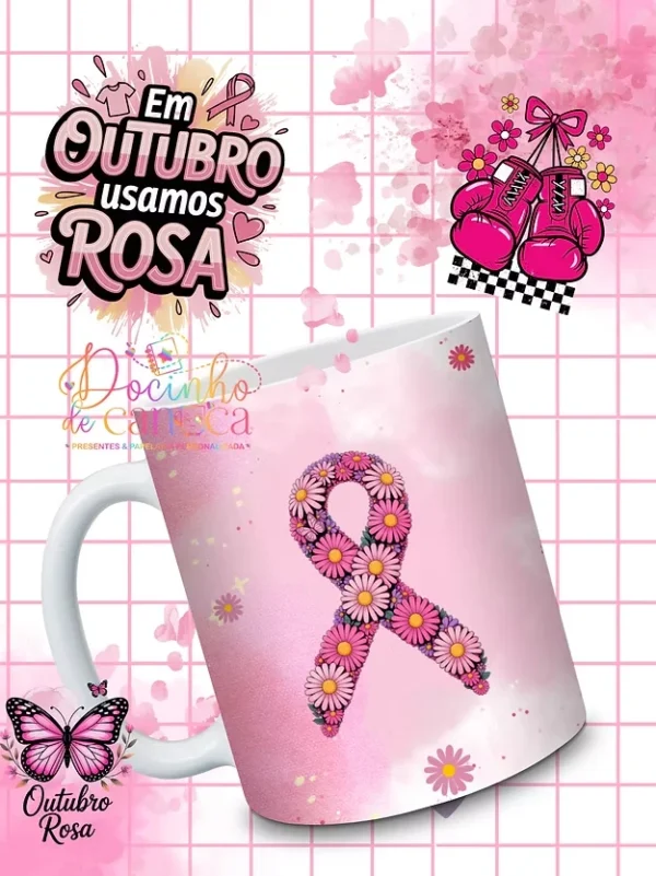 Outubro Rosa - Combo arte canecas - Docinho de caneca - Imagem 8