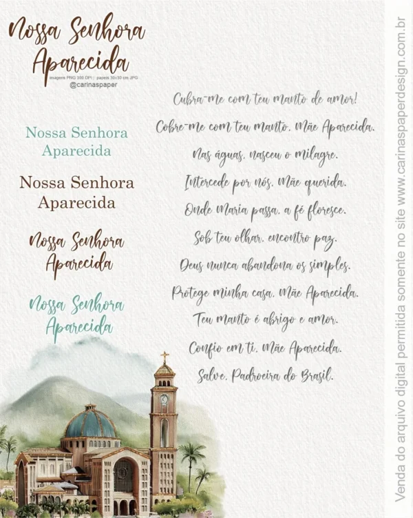 Ilustrações Nossa Senhora Aparecida 6 – Kit Digital (Carinas Paper) - Imagem 2