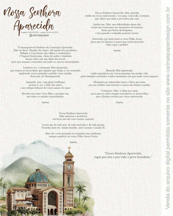 Ilustrações Nossa Senhora Aparecida 6 – Kit Digital (Carinas Paper) - Imagem 8