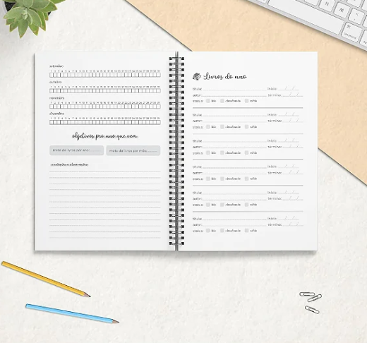 Miolo + Capa Diário de Leitura | ARQUIVO DIGITAL- make my memo - Imagem 4