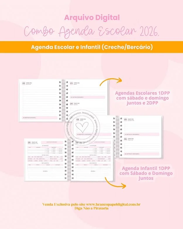 COMBO Agenda Escolar e Infantil 2026 (Branco Papel) - Imagem 3