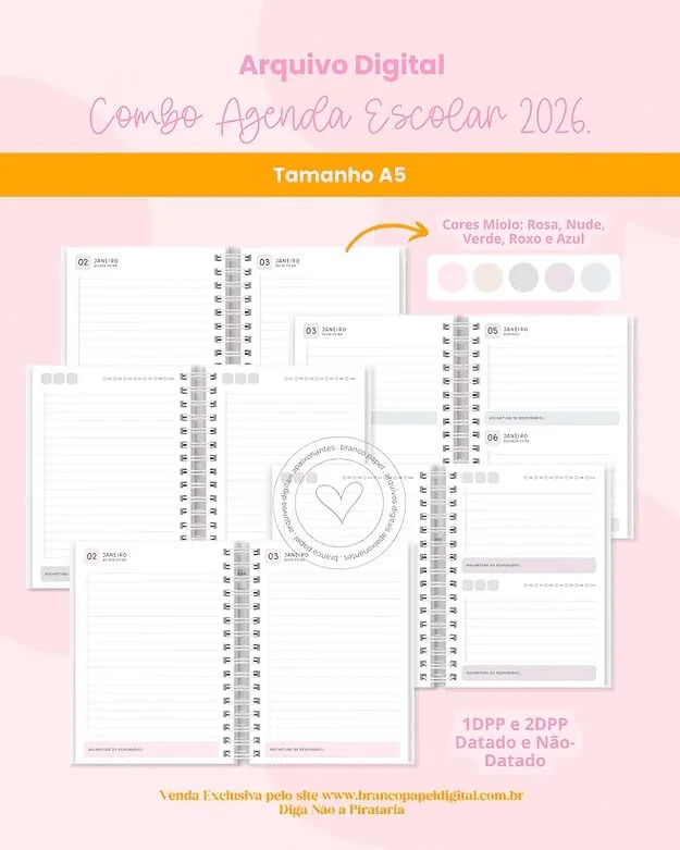COMBO Agenda Escolar e Infantil 2026 (Branco Papel) - Imagem 6