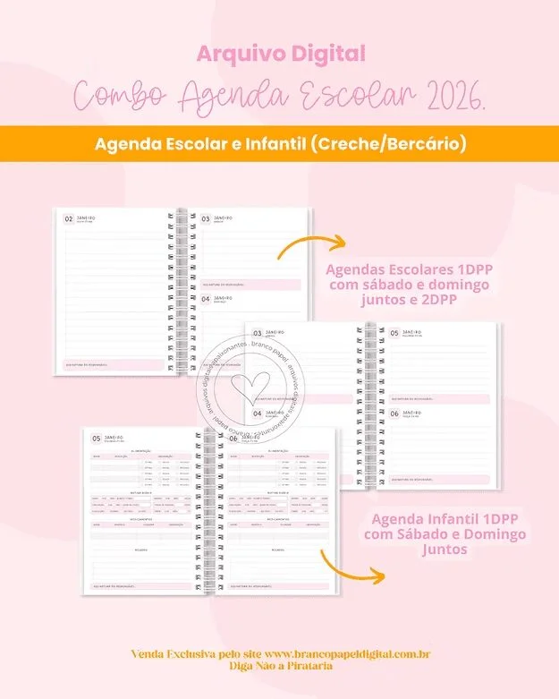 COMBO Agenda Escolar e Infantil 2026 (Branco Papel) - Imagem 4