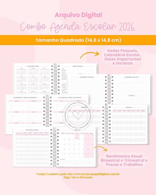 COMBO Agenda Escolar e Infantil 2026 (Branco Papel) - Imagem 10