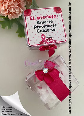 Adesivo caixinha acrilica Outubro Rosa - Crisol